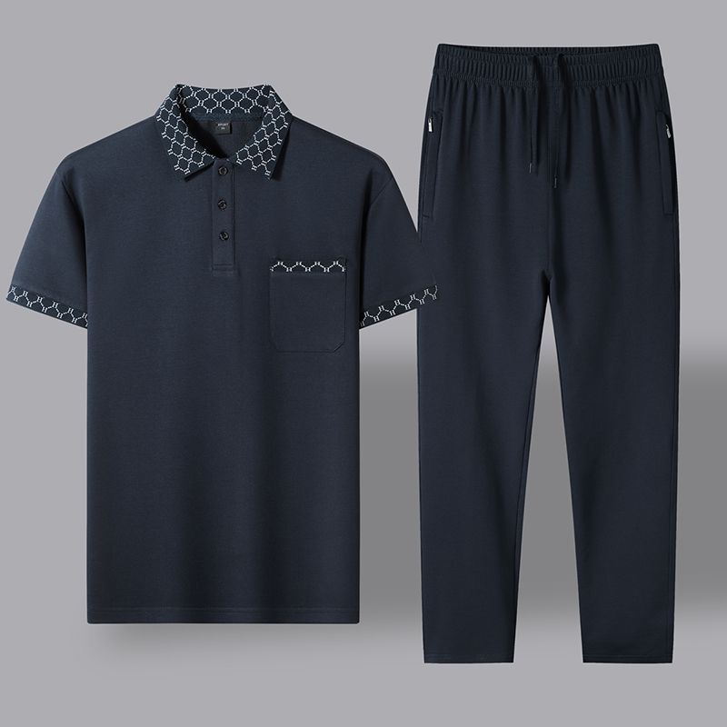 Embroidery Cotton Shirt - ฤดูร้อนแฟชั่นใหม่อินเทรนด์ผ้าฝ้ายบริสุทธิ์ระบายอากาศได้เสื้อแขนสั้นชุดลำลองผู้ชายหลวมกีฬาคุณภาพสูงชุดสองชิ้น