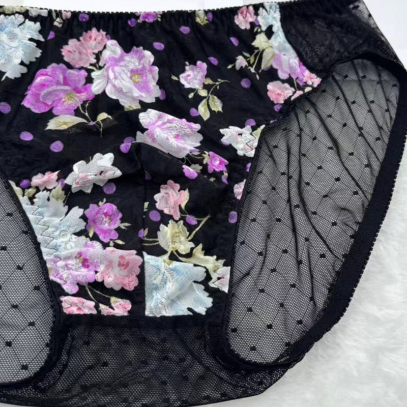 Embroidery Bag - กางเกงในชายปักลายดอกไม้เซ็กซี่ ผ้าลูกไม้ซีทรู สำหรับครอสเดรส แบบมีกระเป๋า งานปาร์ตี้ส่วนตัวแบบไทย FKK