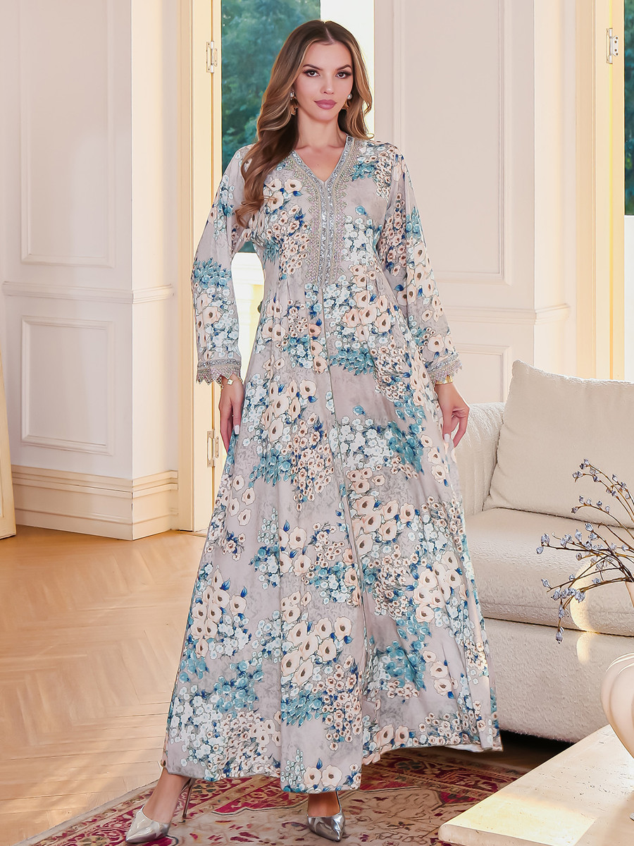 ผู้หญิงมุสลิมดูไบ Abaya เย็บปั - Embroidery Kebaya บทวิจารณ์และราคา