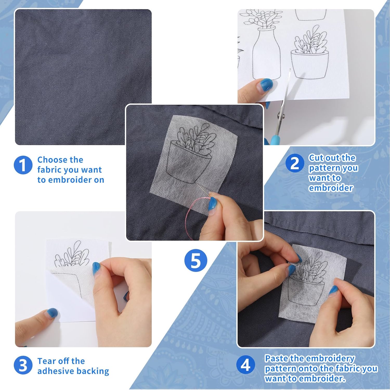 4 แผ่นน้ําเย็บปักถักร้อยรูปแบบ - Embroidery Meaning บทวิจารณ์และราคา