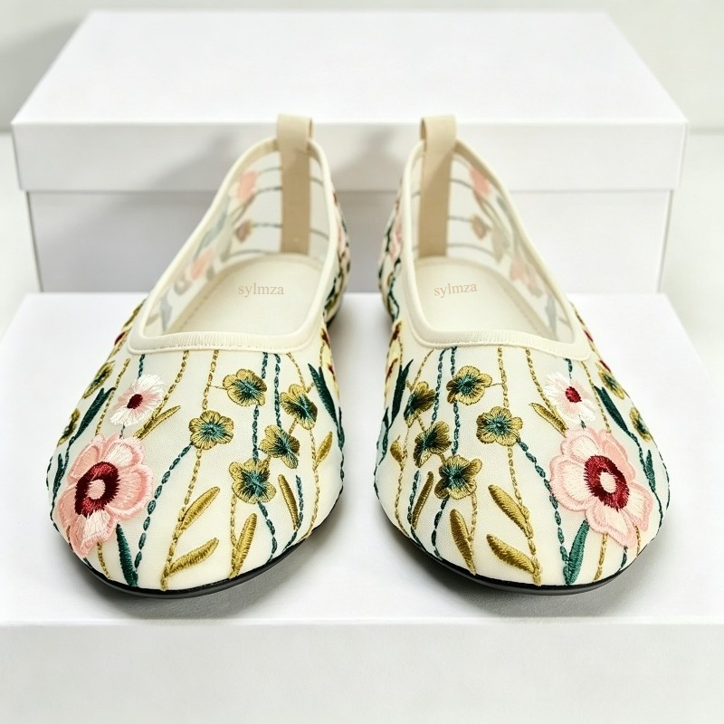 รอบ Toe ตาข่ายบัลเล่ต์รองเท้าผ - Embroidery Meaning บทวิจารณ์และราคา