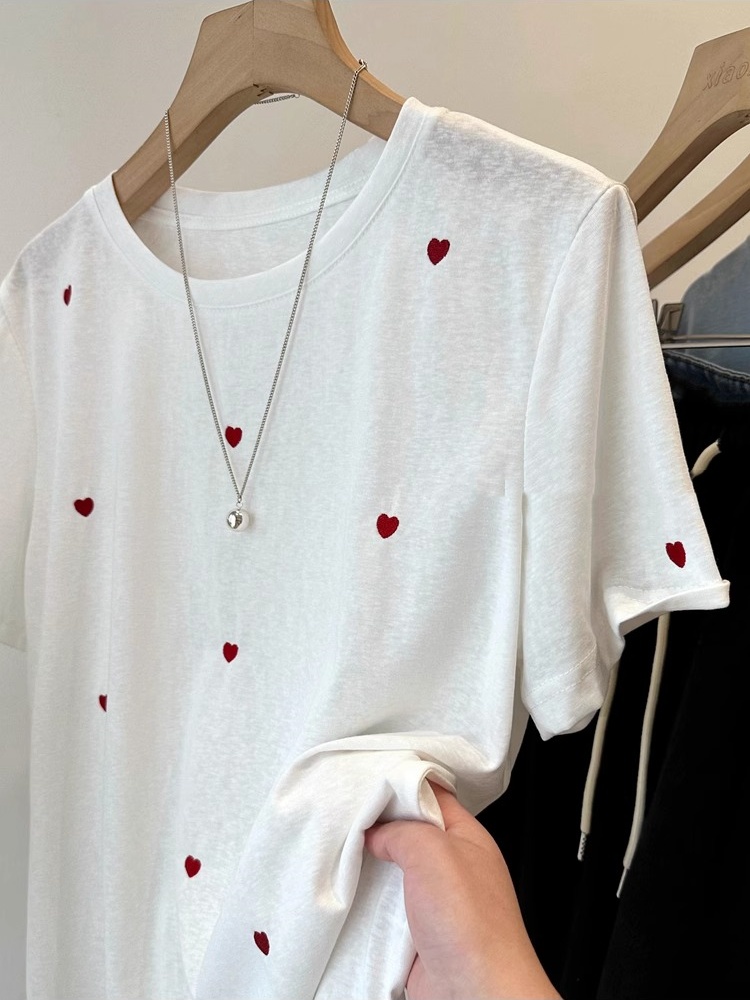 เสื้อยืดแขนสั้นผู้หญิงไซส์ใหญ่ - Embroidery Cotton Shirt บทวิจารณ์และราคา