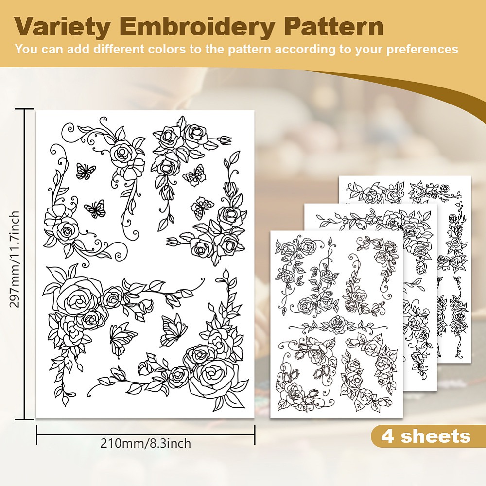 แผ่นลายปักลายลูกไม้ดอกกุหลาบ 3 - Embroidery Rose บทวิจารณ์และราคา