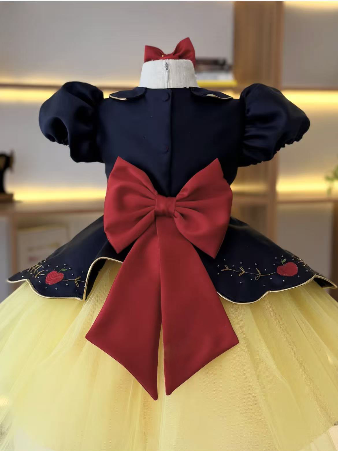 ชุดเดรสเด็กผู้หญิงฤดูร้อน มงกุ - Embroidery Yellow Dress บทวิจารณ์และราคา