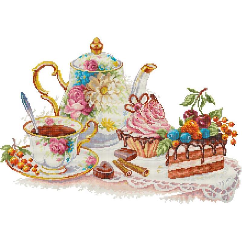 น้ําชายามบ่ายขนมรูปแบบ CROSS S - Embroidery Meaning บทวิจารณ์และราคา