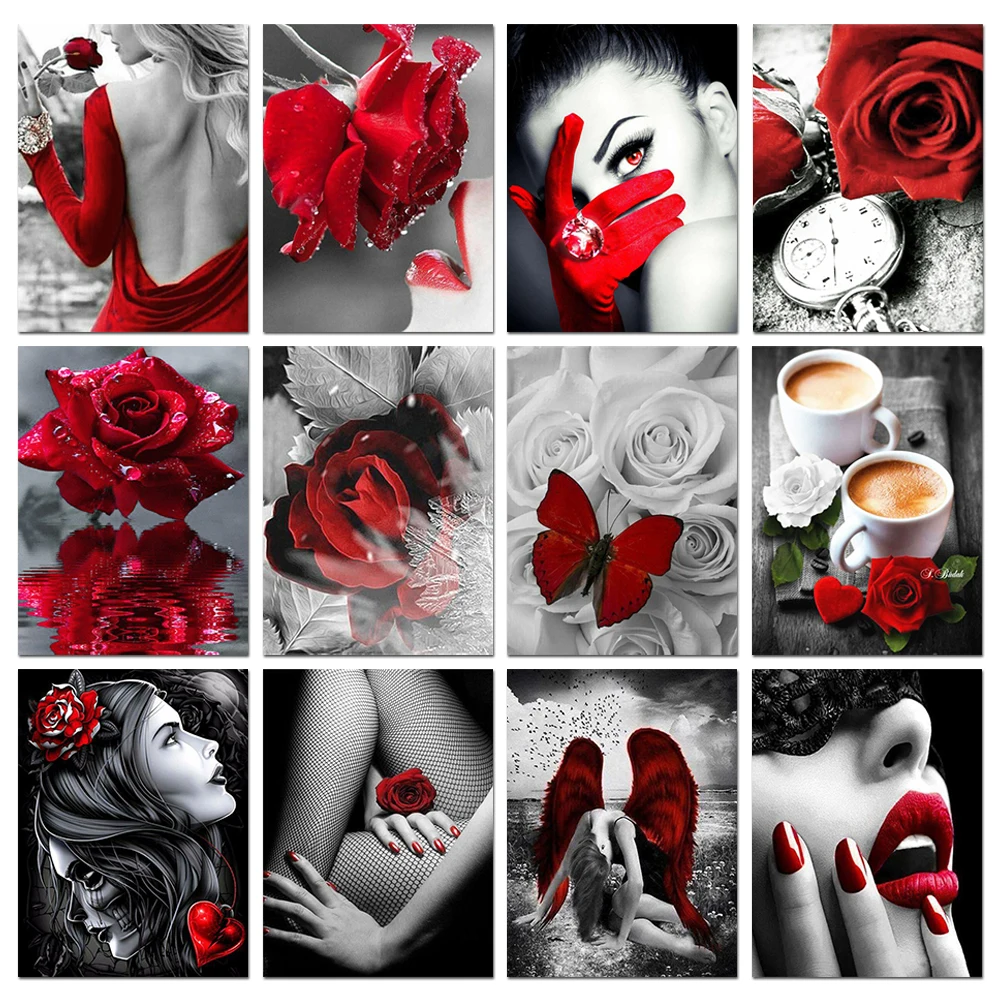 ชุดงานปักเพชร 5D ลายดอกกุหลาบ  - Embroidery Rose บทวิจารณ์และราคา