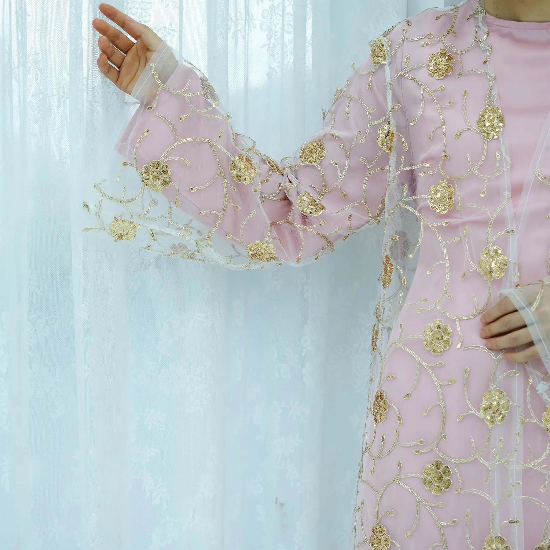 เสื้อคลุมกิโมโนตาข่ายมุสลิม ปั - Embroidery Kebaya บทวิจารณ์และราคา