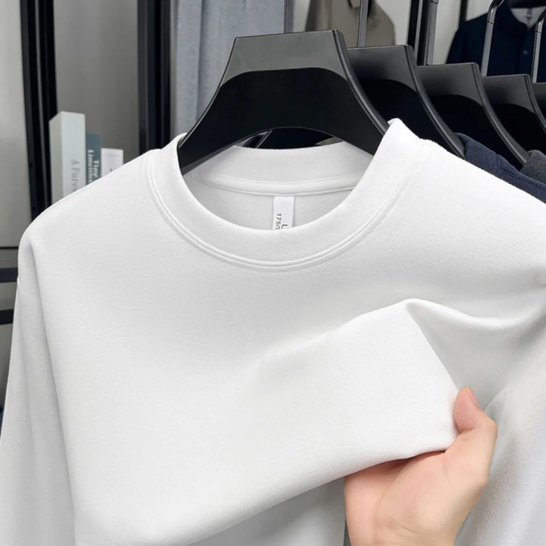 เสื้อยืดแขนยาวคอกลมผู้ชาย แบรน - Embroidery Cotton Shirt บทวิจารณ์และราคา